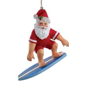 Holiday Lane Hawaii SURFING SANTA Coastal Beach‎ Christmas Ornament NWT